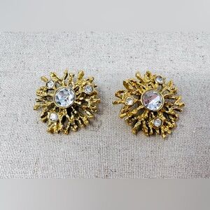 Vintage Kenneth Jay Lane “Regal Riches” Collection Sunburst Clip-On Earrings